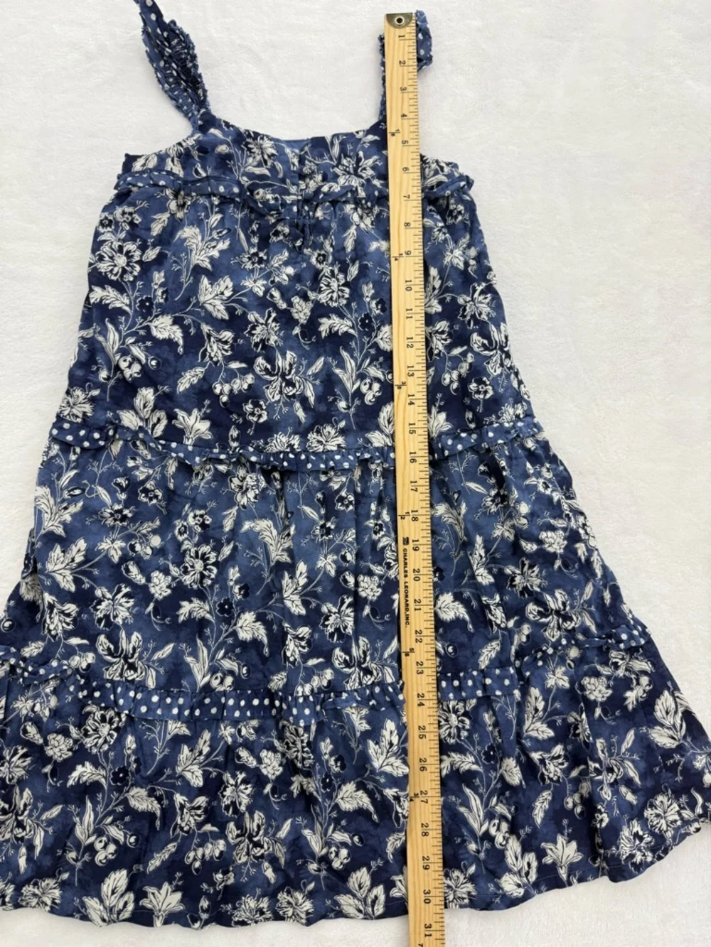 Gap Kids Blue Floral And Polka Dot Maxi Ruffle Dress Size Small